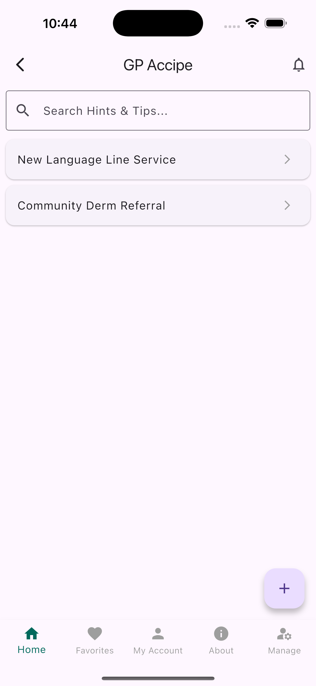 Accipe local referral screen